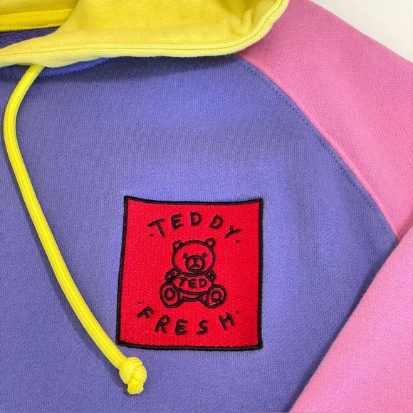 Teddy Fresh OG Colorblock Hoodie Multicolor Pullover Sweatshirt Unisex Small - Picture 8 of 15